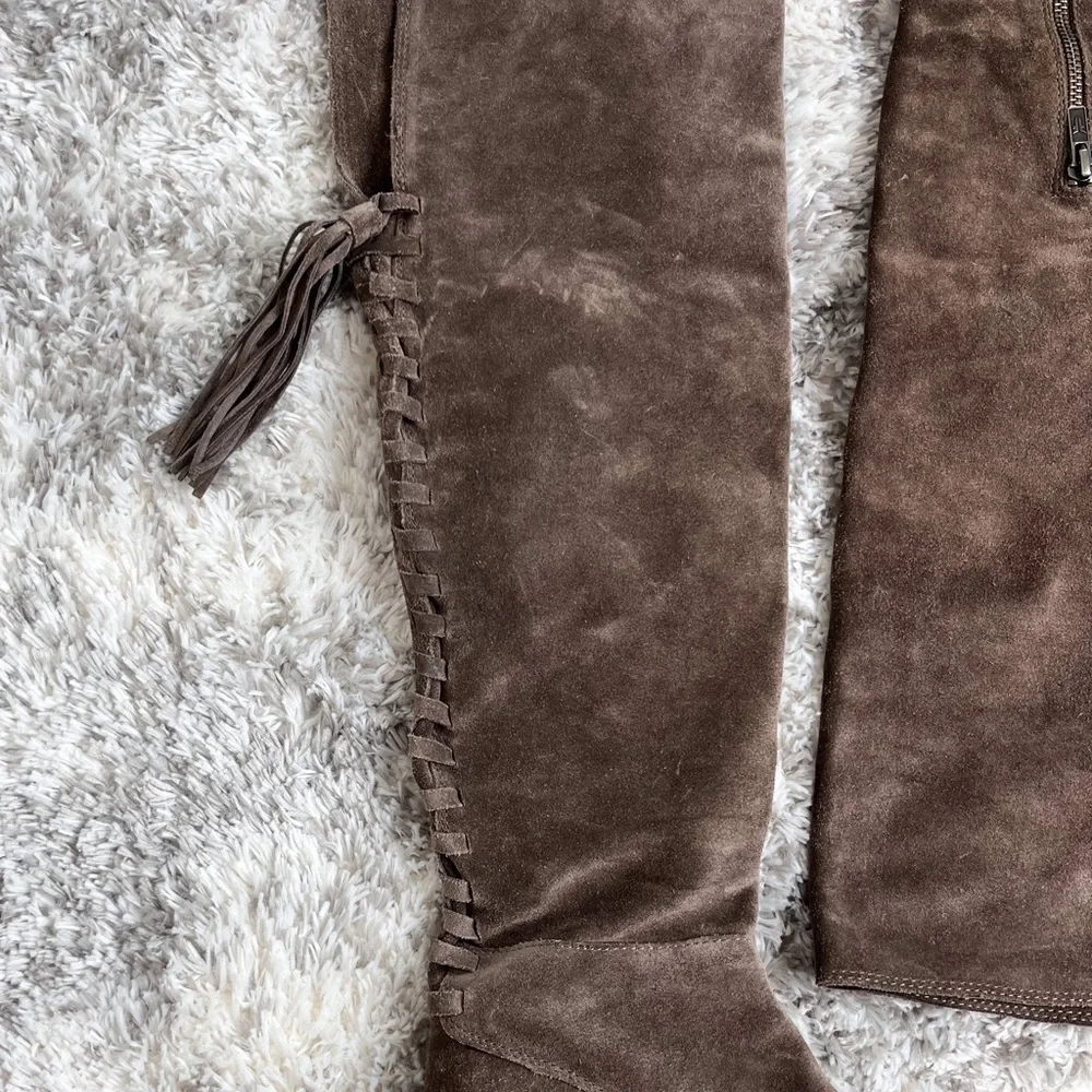 Frye Tina Tassel Lace Up Over the Knee Boots Size 6